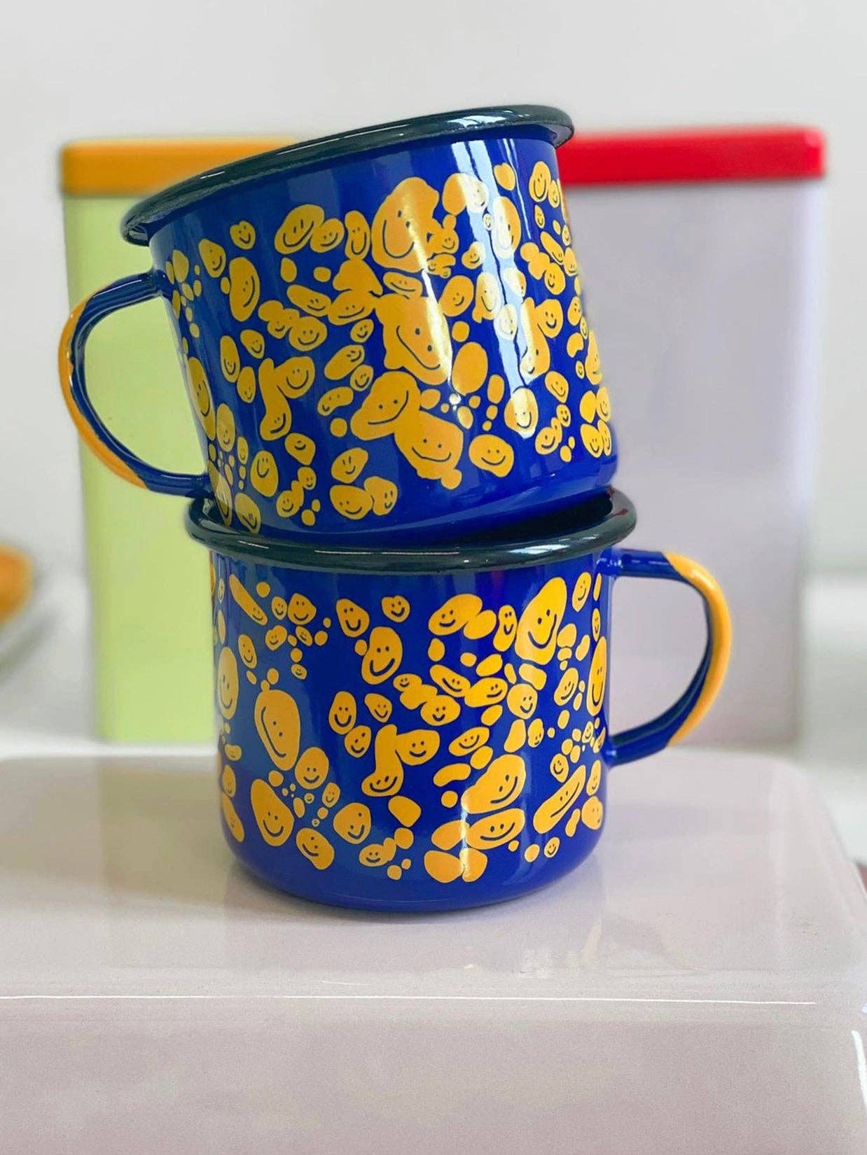"Speckled Smileys" Enamel mug