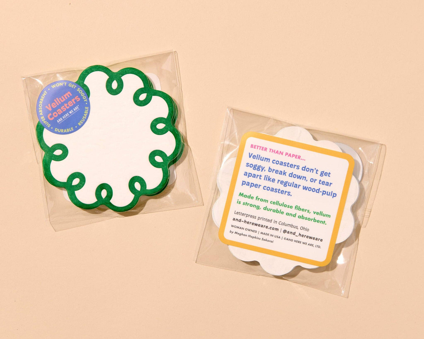 Coquette Scalloped Letterpress Vellum Coasters