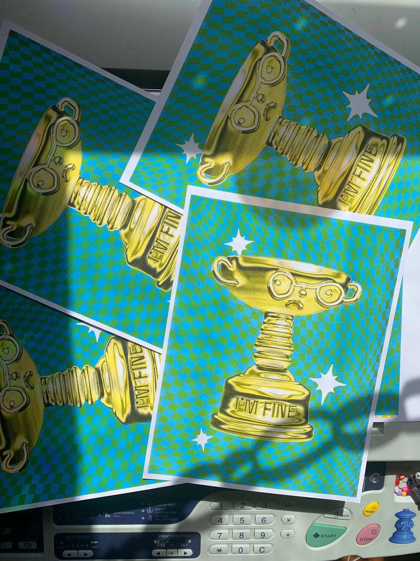 I'm Fine Trophy 8.5x11" riso print
