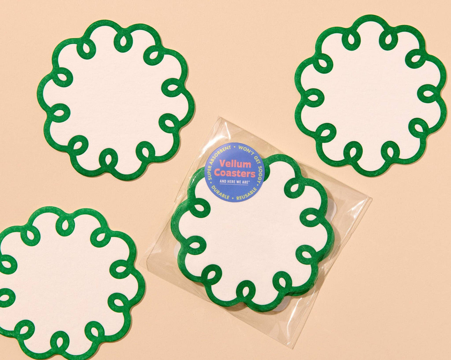 Coquette Scalloped Letterpress Vellum Coasters