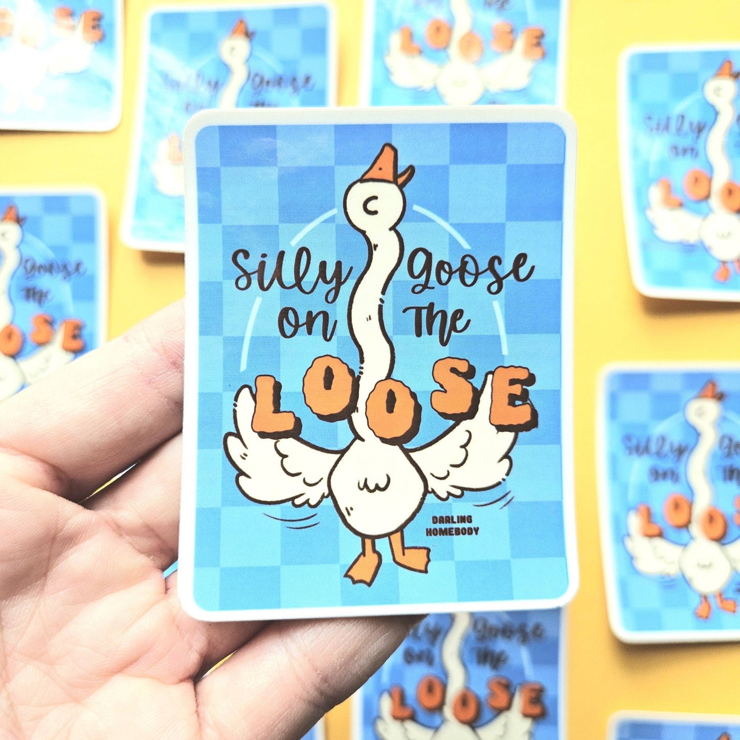 Silly Goose on The Loose Sticker. Glossy Vinyl Decal