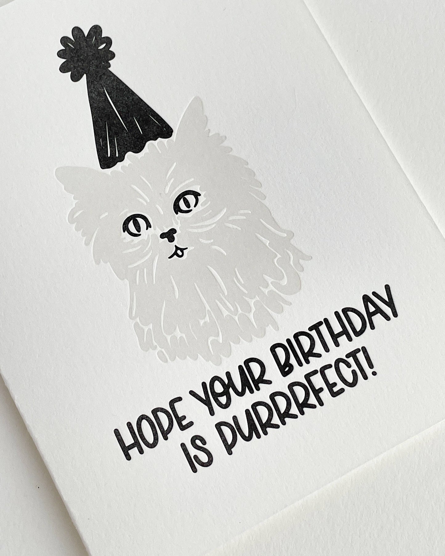 Hope Your Birthday is Purrrfect - Letterpress Greeting Card