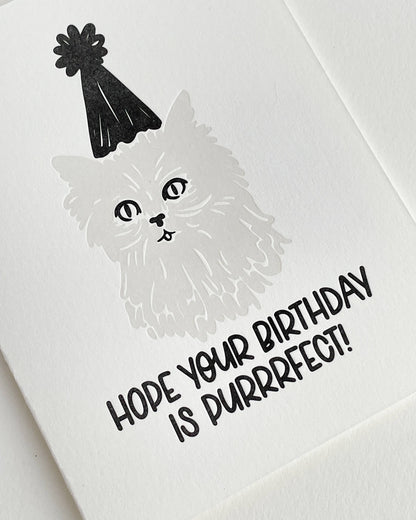 Hope Your Birthday is Purrrfect - Letterpress Greeting Card