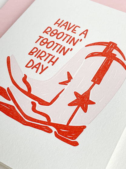 Have a Rootin' Tootin' Birthday - Letterpress Greeting Card