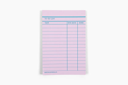 Library Card Notepad - Pink