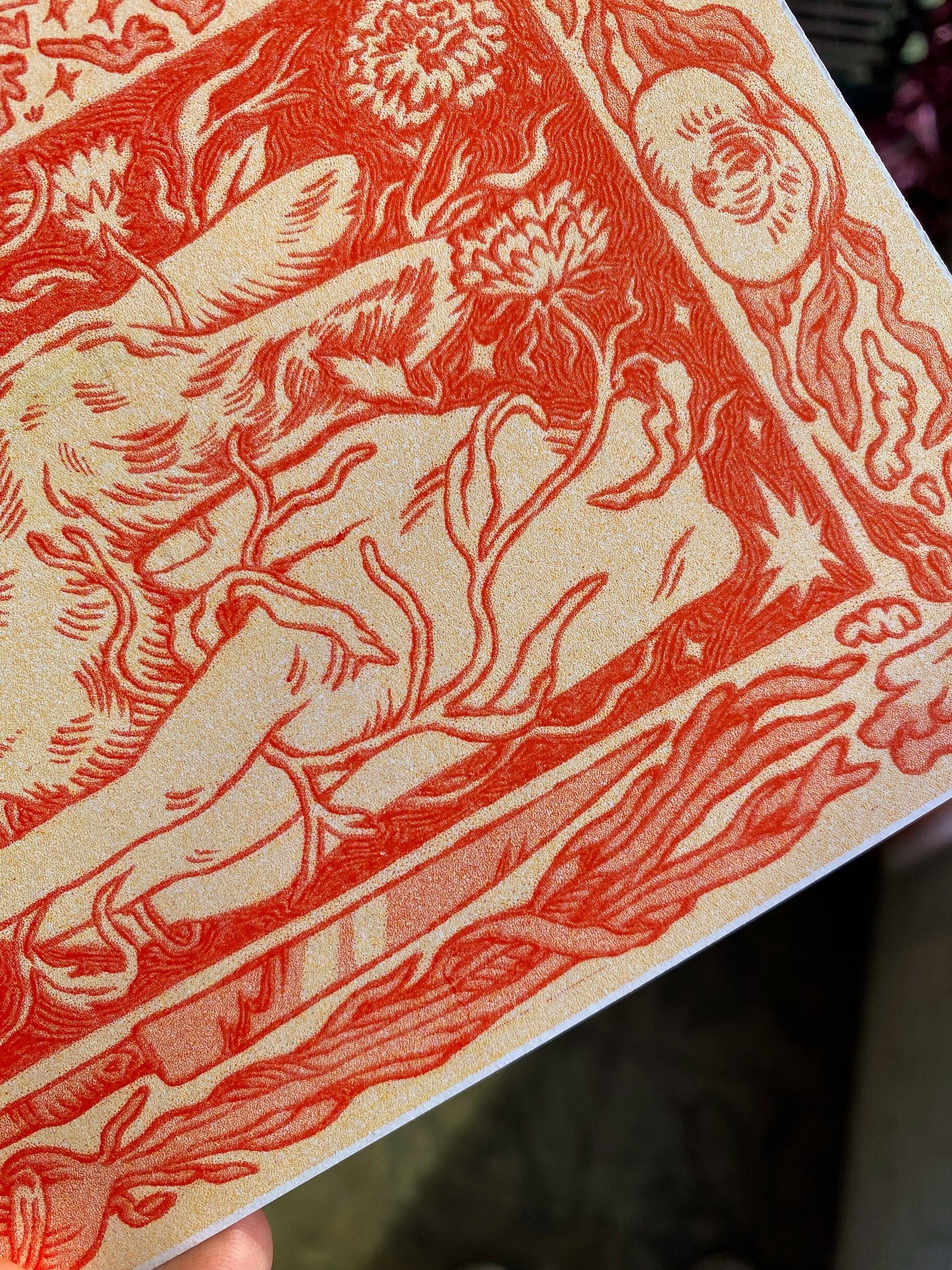 Wood-Burned Rabbit Riso Print