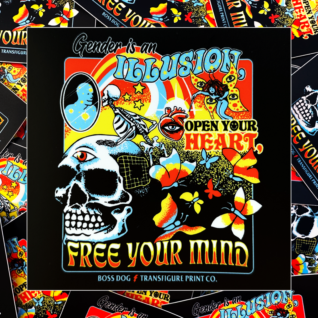 Gender Is An Illusion Sticker – momo & co
