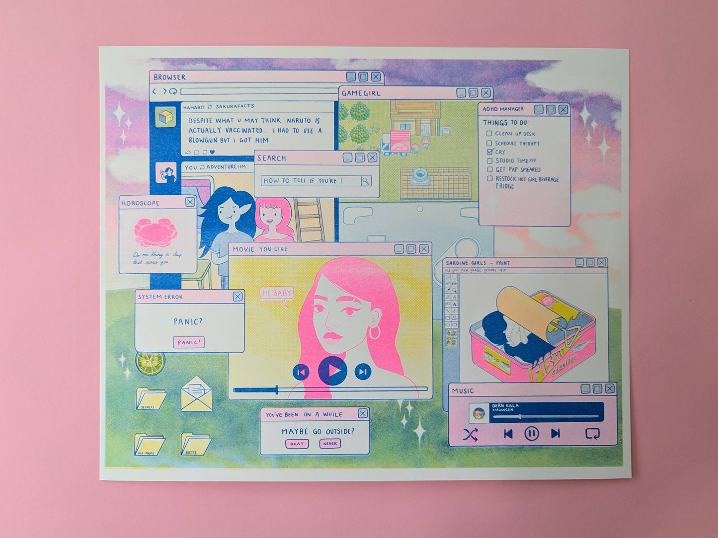 Screensaver | 11"x14" Risograph Print