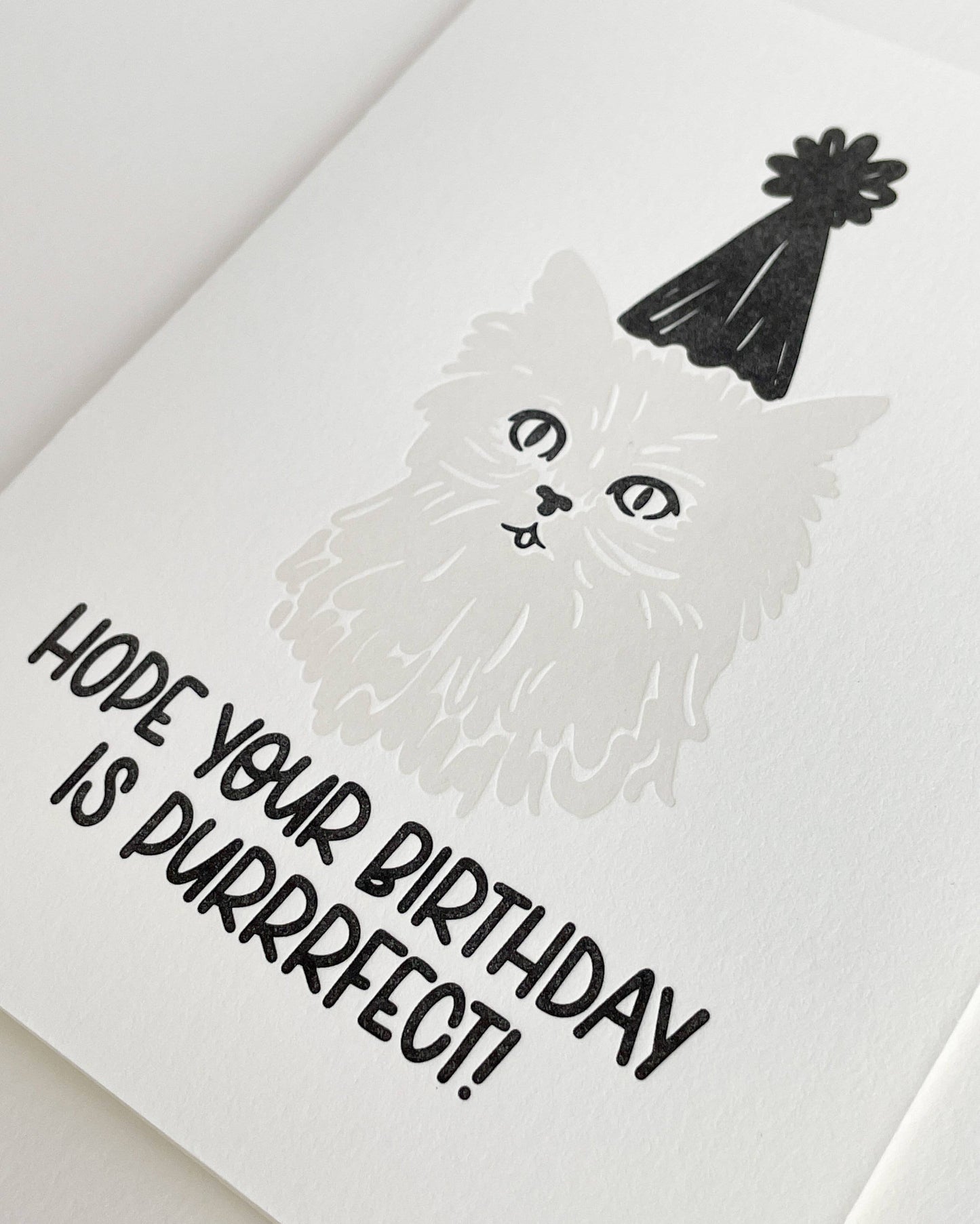 Hope Your Birthday is Purrrfect - Letterpress Greeting Card