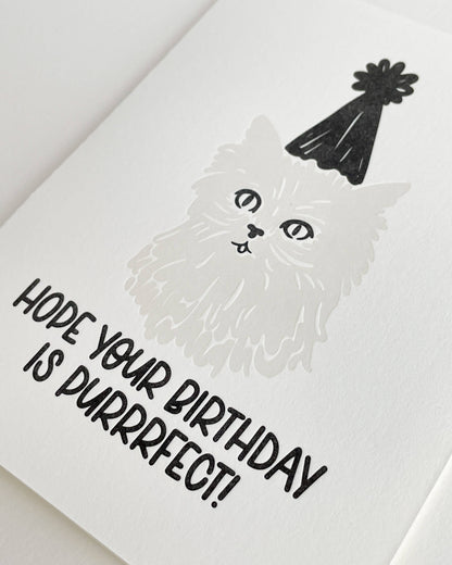 Hope Your Birthday is Purrrfect - Letterpress Greeting Card