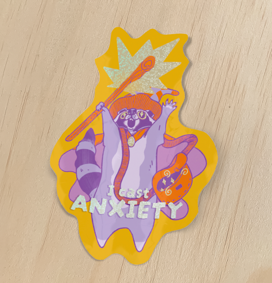 Raccoon Wizard Holographic Sticker