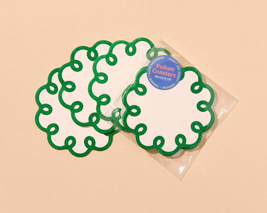 Coquette Scalloped Letterpress Vellum Coasters