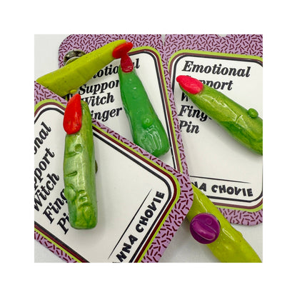 Spooky Halloween Cute Witch Finger Novelty Lapel Pin