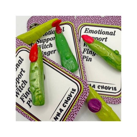 Spooky Halloween Cute Witch Finger Novelty Lapel Pin