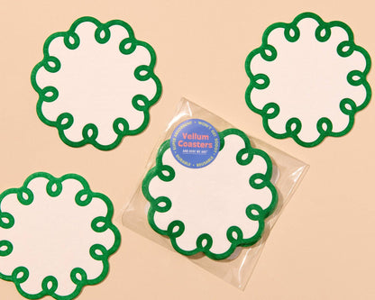 Coquette Scalloped Letterpress Vellum Coasters