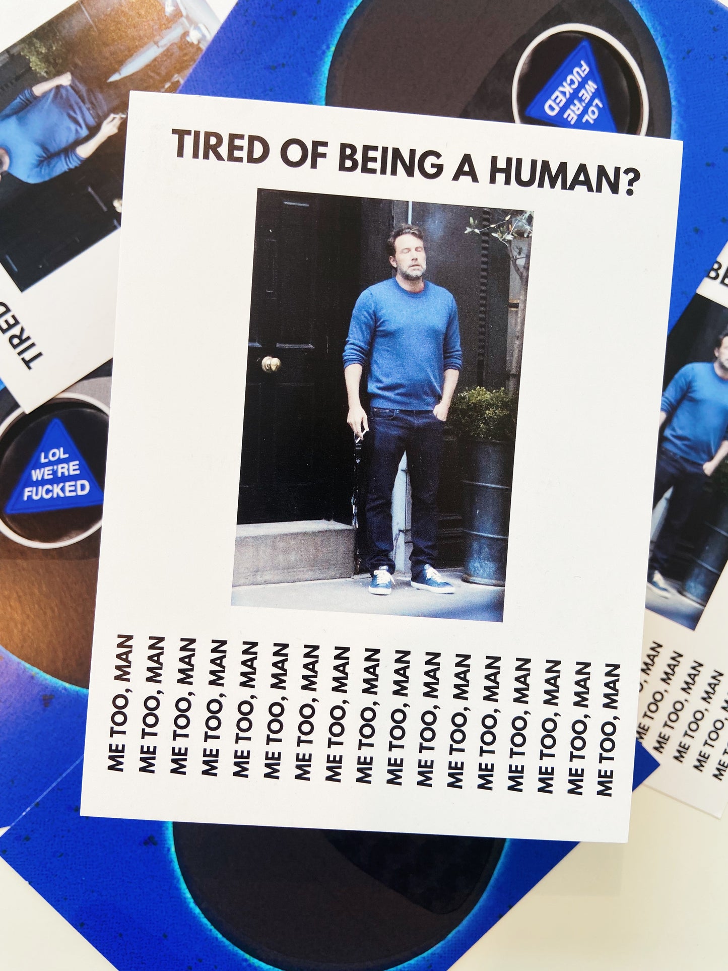 tired of being human postcard
