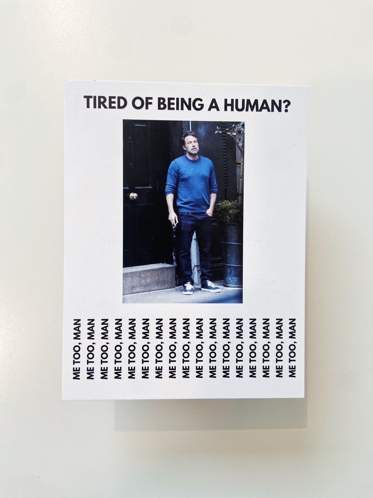 tired of being human postcard