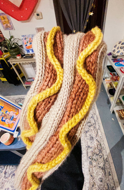 handmade knitted hotdog scarf