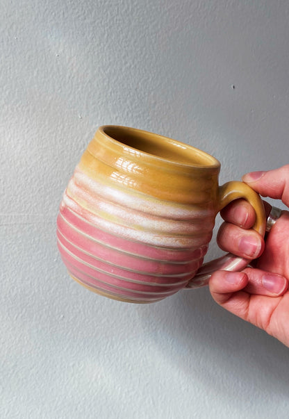 Pink and yellow mug