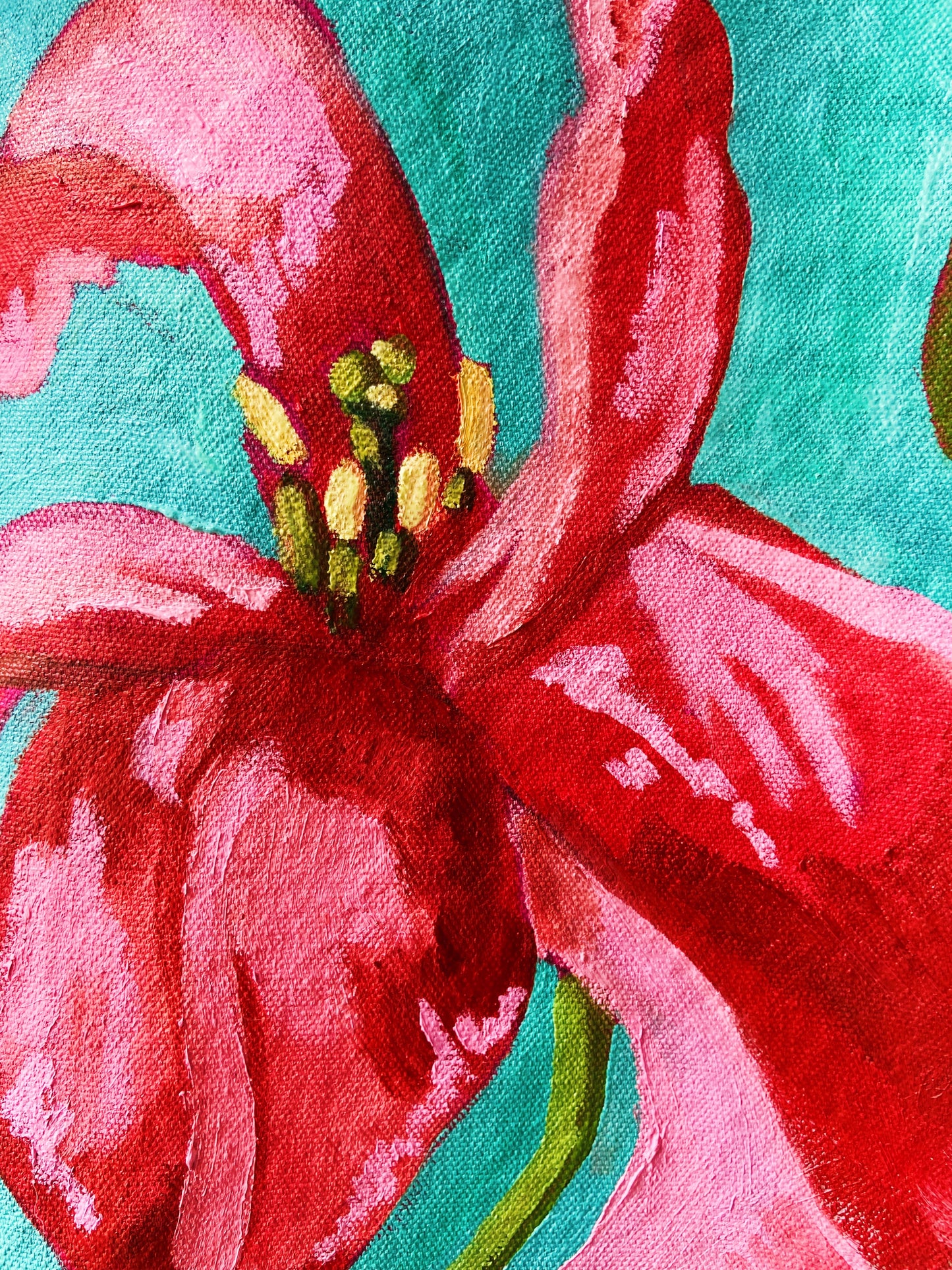 Hand Painted Pink Flower Tote Bag