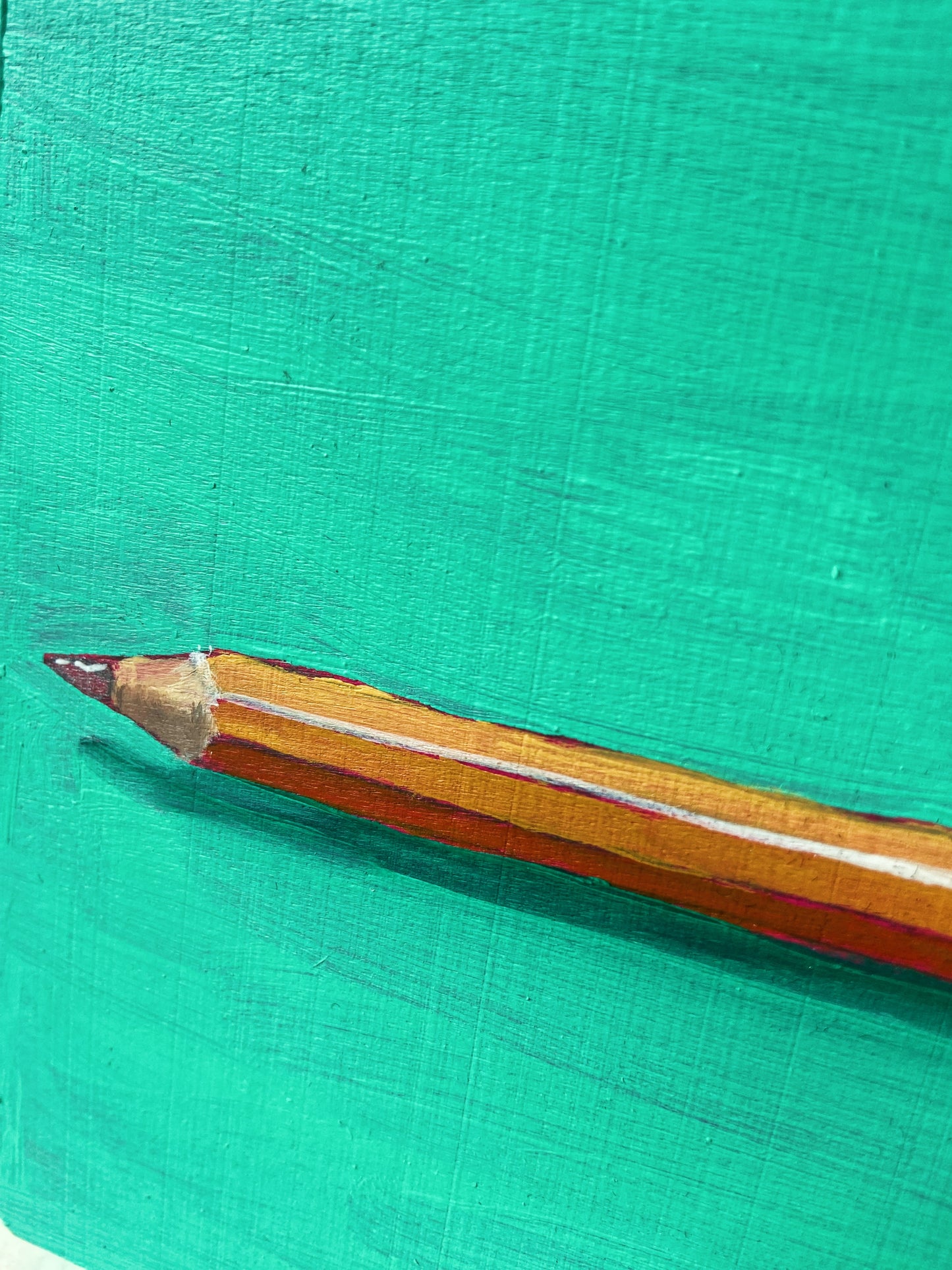 Pencil oil painting on wooden block