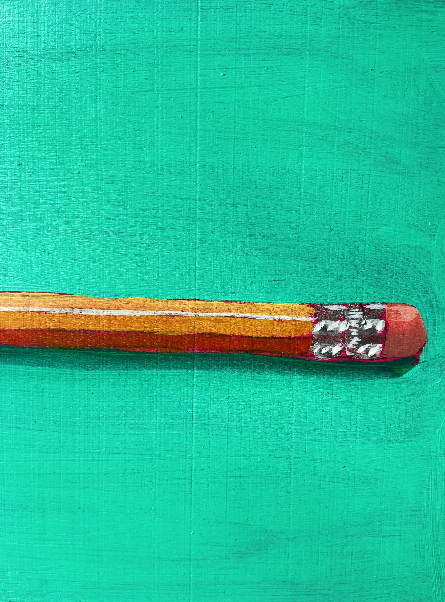 Pencil oil painting on wooden block