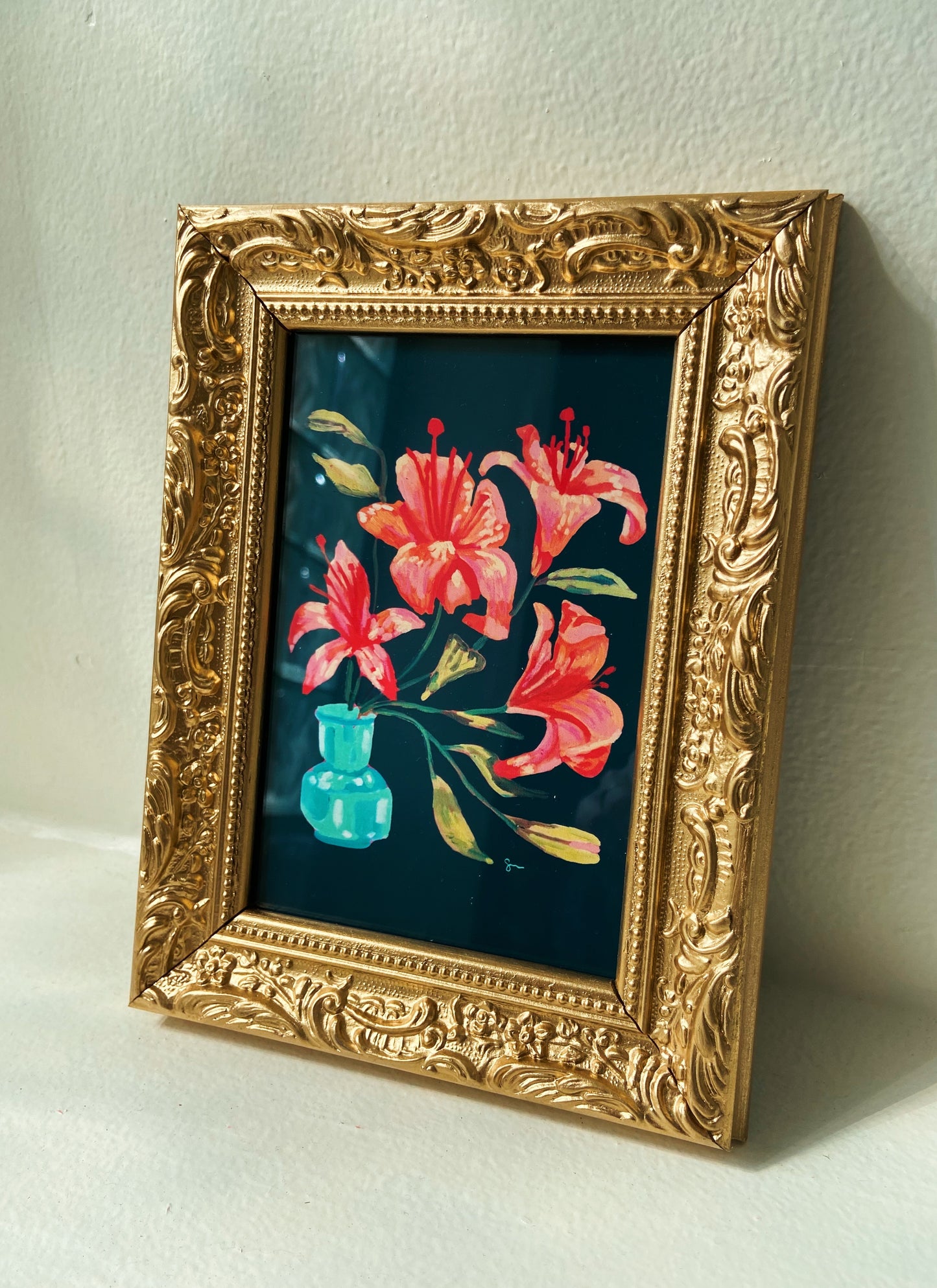 Orange Lilles art print, Framed