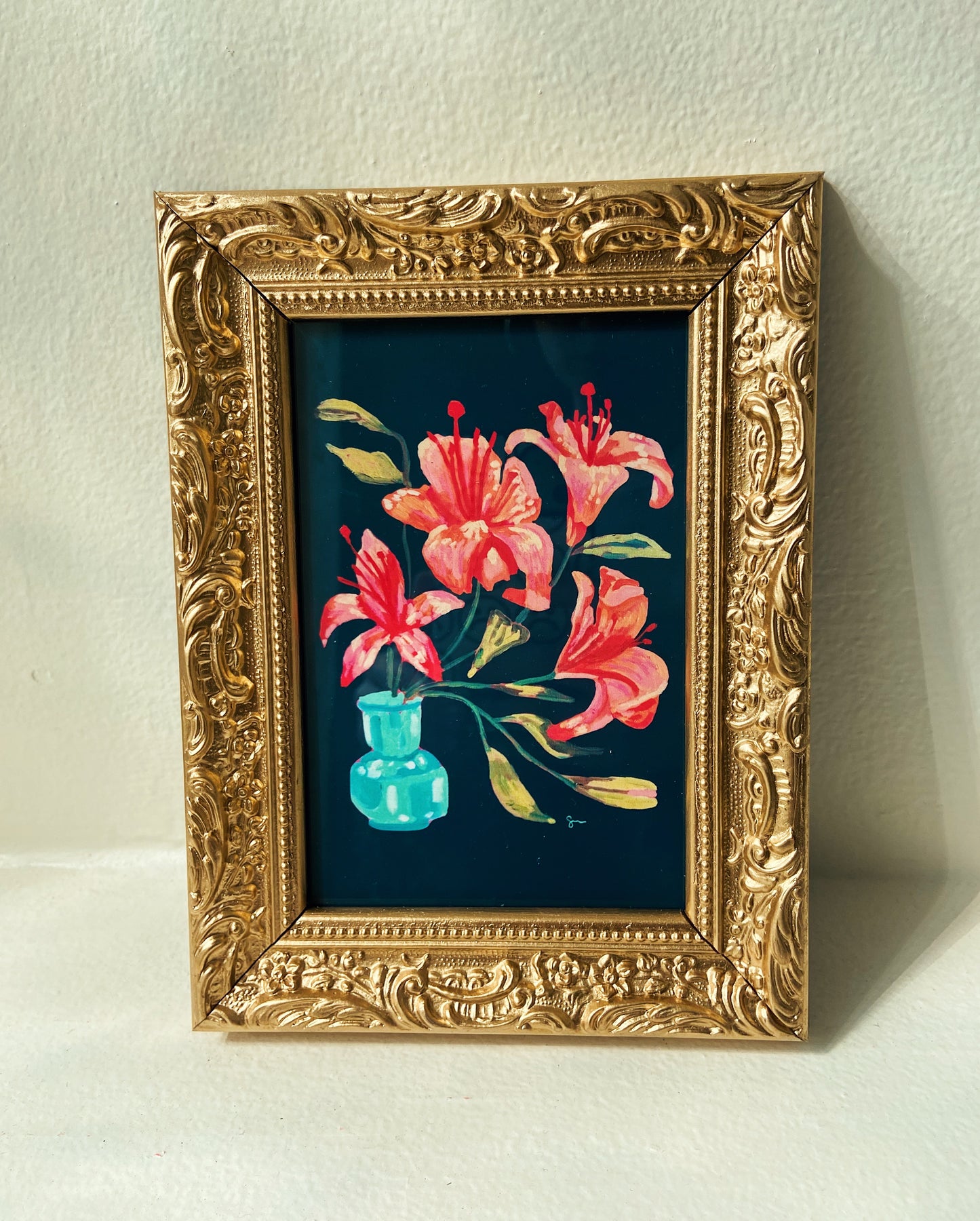 Orange Lilles art print, Framed
