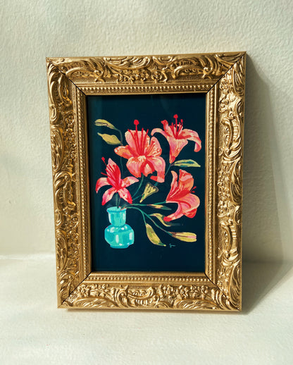 Orange Lilles art print, Framed