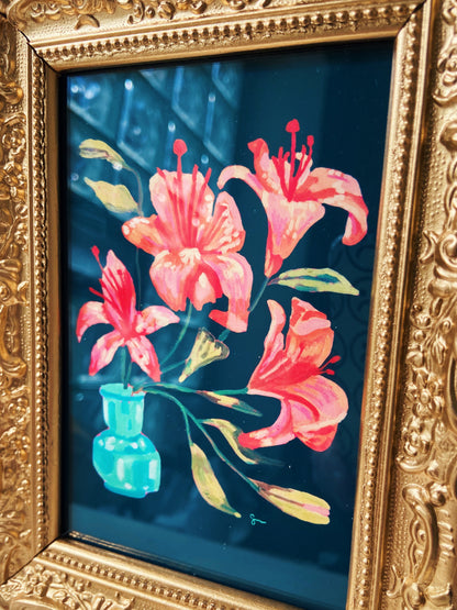 Orange Lilles art print, Framed
