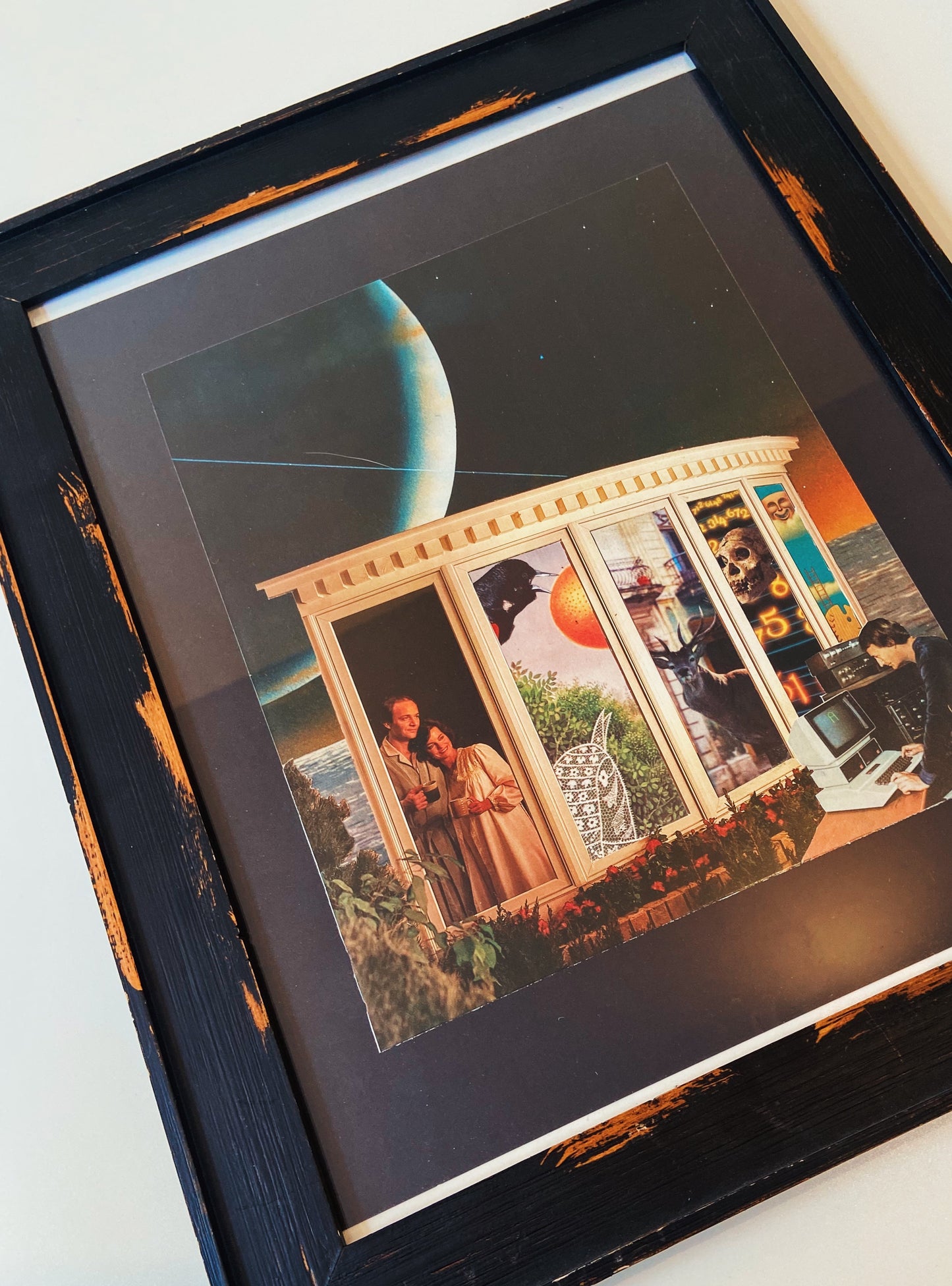 The Animator - Framed, handmade paper collage