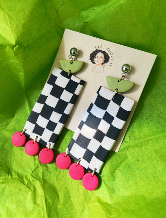 Handmade Checkered Earrings