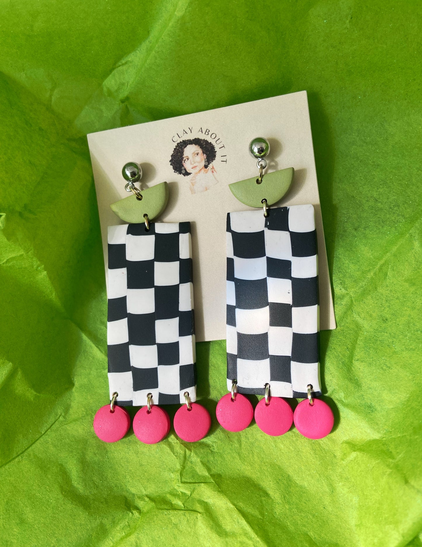 Handmade Checkered Earrings