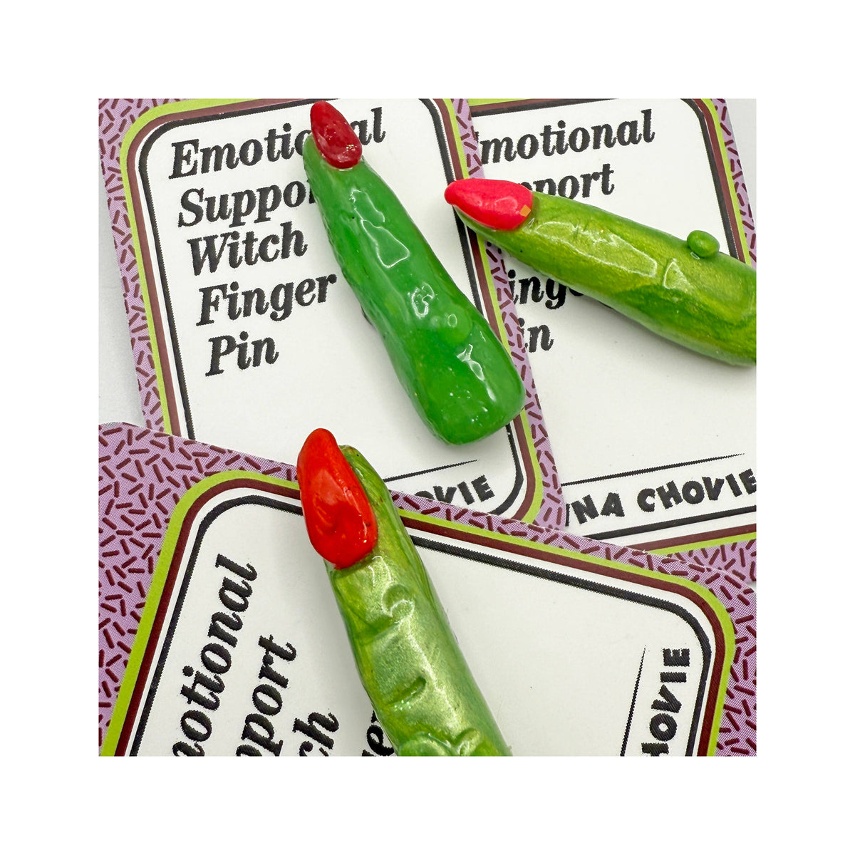 Spooky Halloween Cute Witch Finger Novelty Lapel Pin