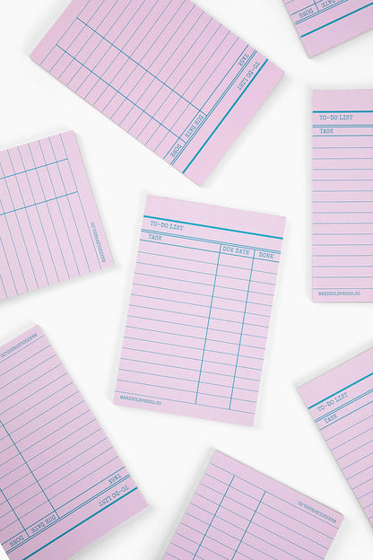 Library Card Notepad - Pink