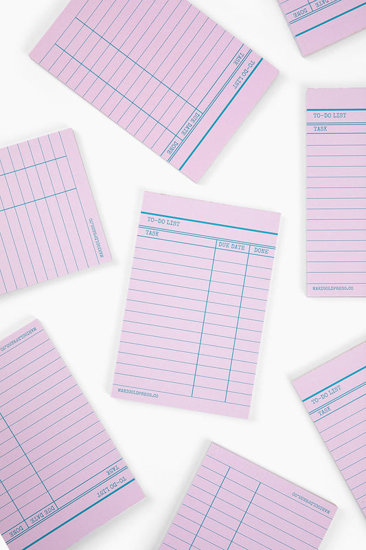 Library Card Notepad - Pink