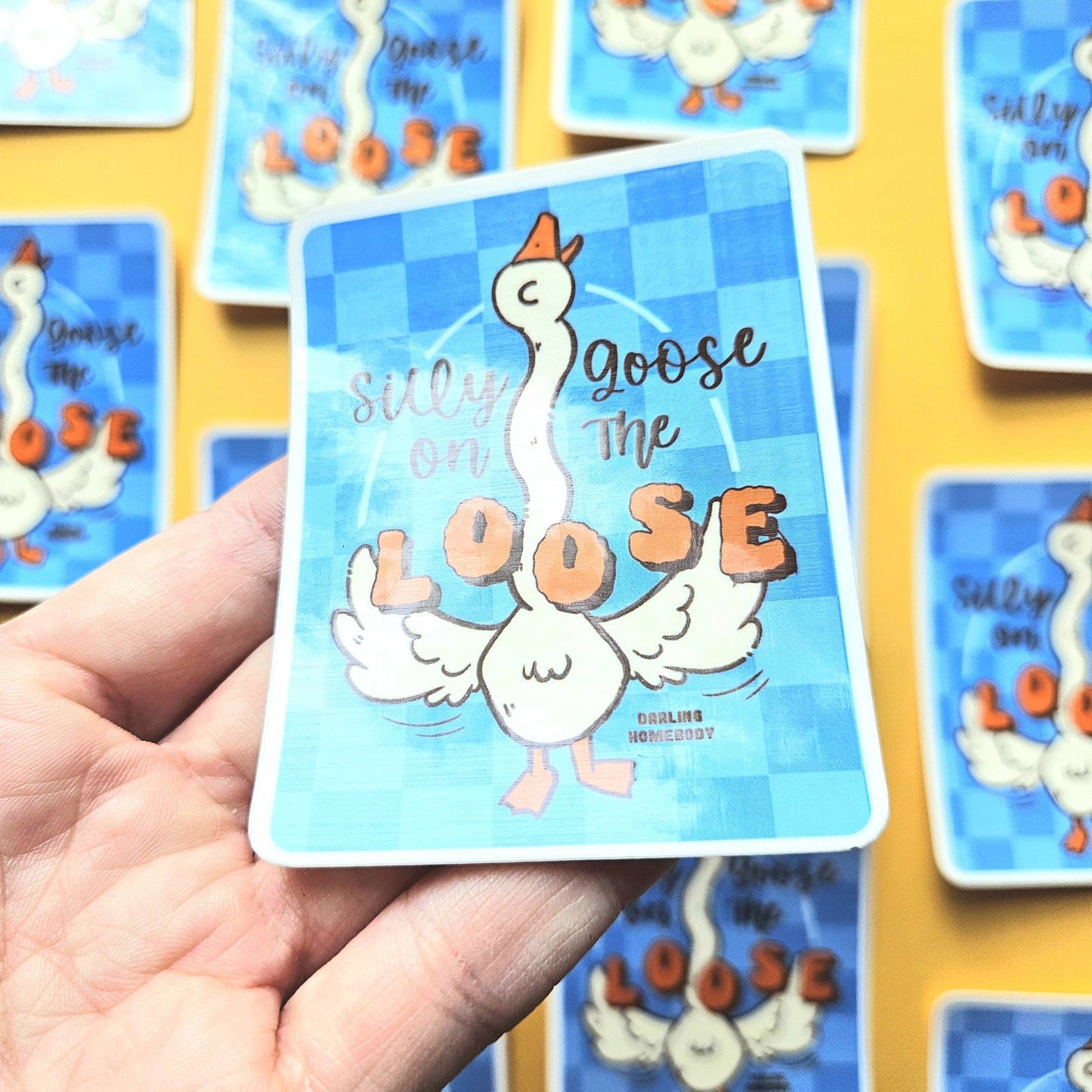 Silly Goose on The Loose Sticker. Glossy Vinyl Decal