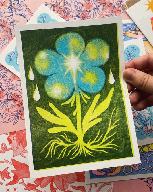 Riso-Printed Flower Print