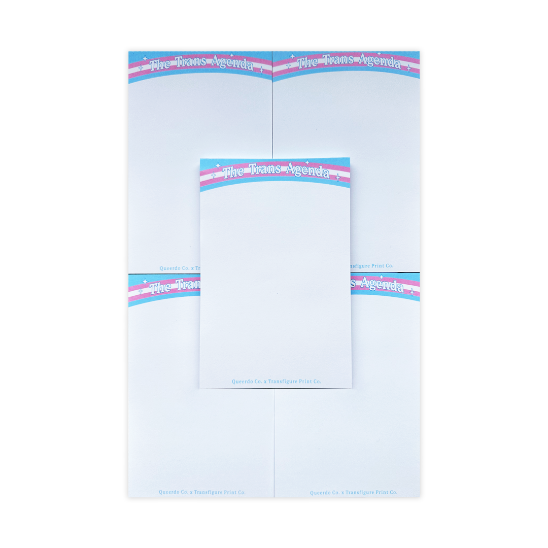The Trans Agenda Queerdo Co. x Transfigure Print Co. Notepad