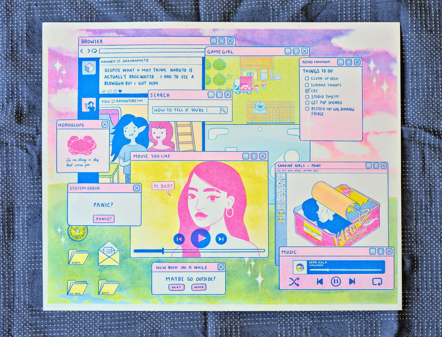 Screensaver | 11"x14" Risograph Print