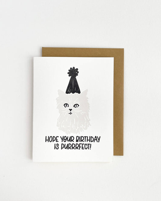 Hope Your Birthday is Purrrfect - Letterpress Greeting Card