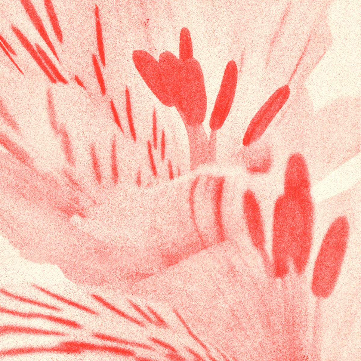 Red Flower Risograph Print