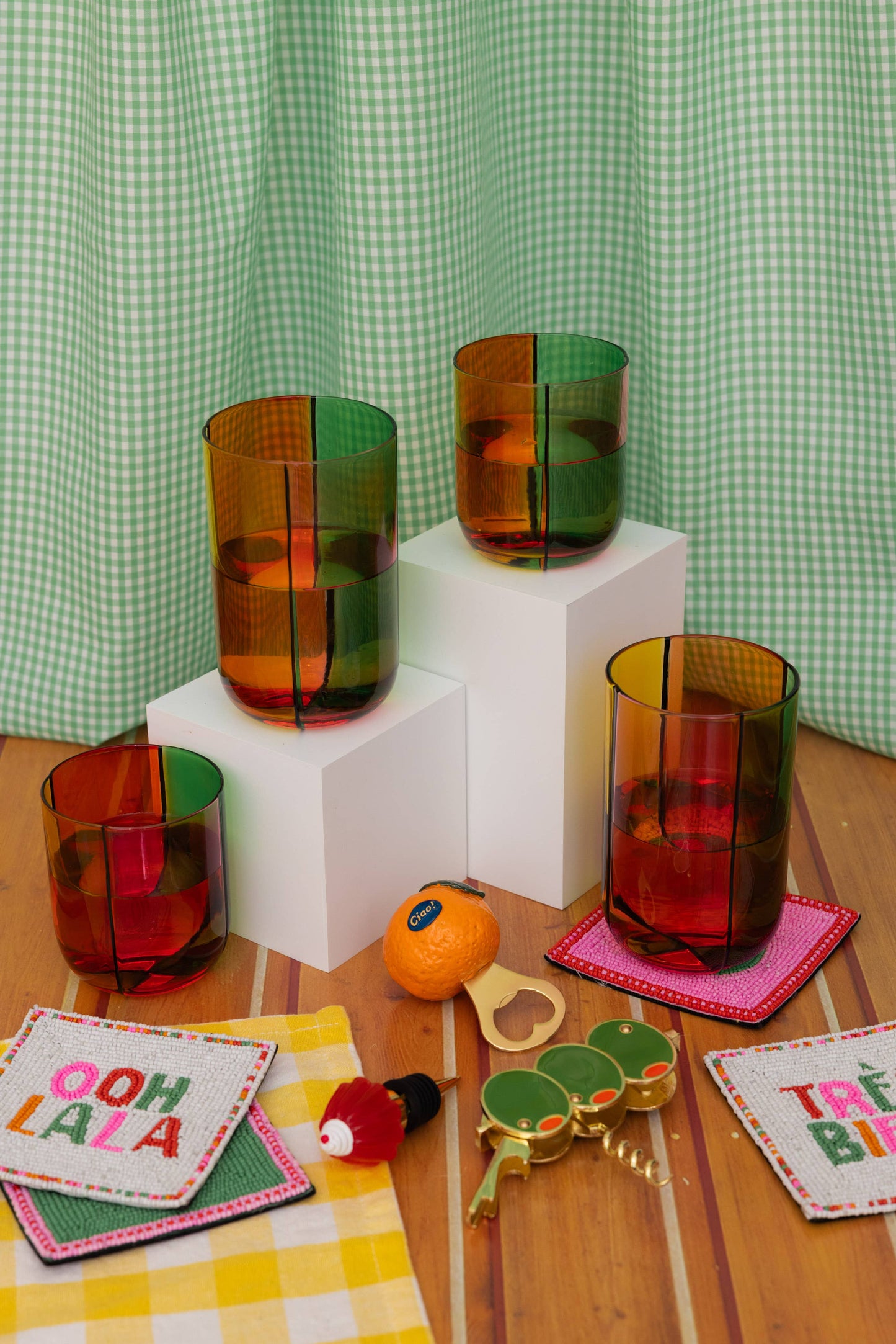 Low Ball Glasses, Colorblock