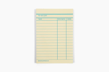 Library Card Notepad - Yellow