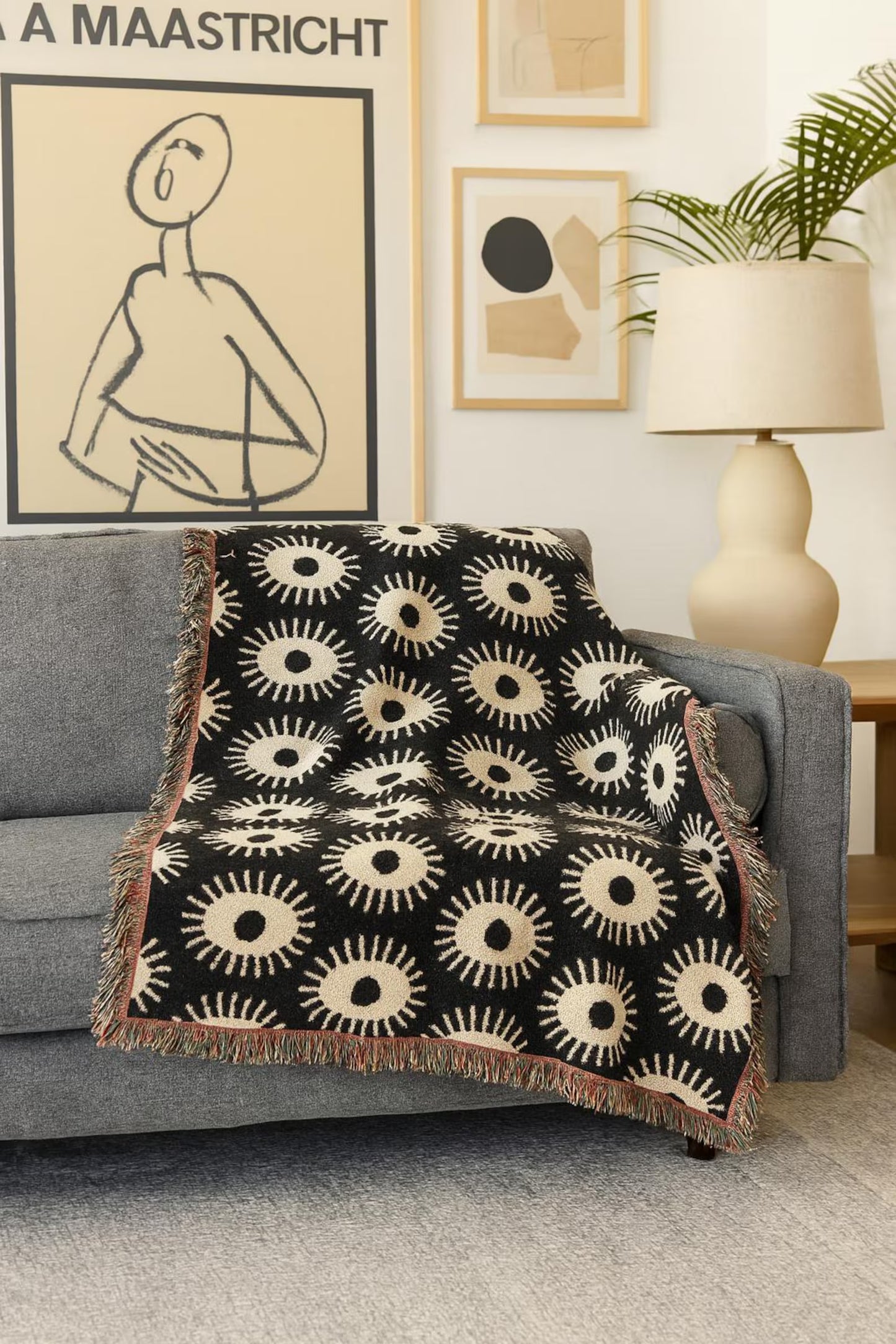 Eyes Pattern Blanket, Mid Century Modern Style