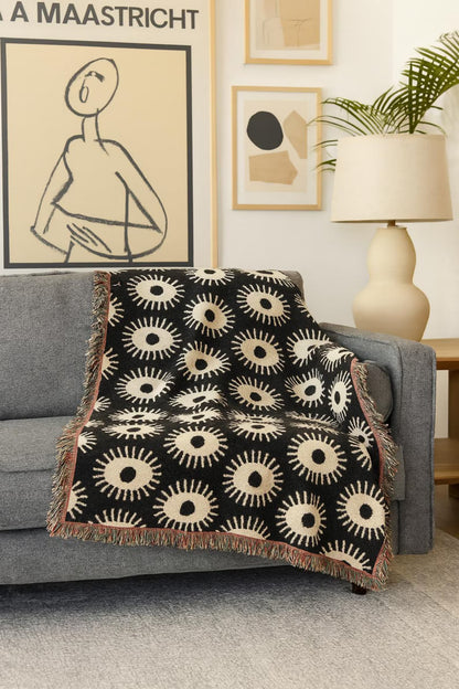 Eyes Pattern Blanket, Mid Century Modern Style