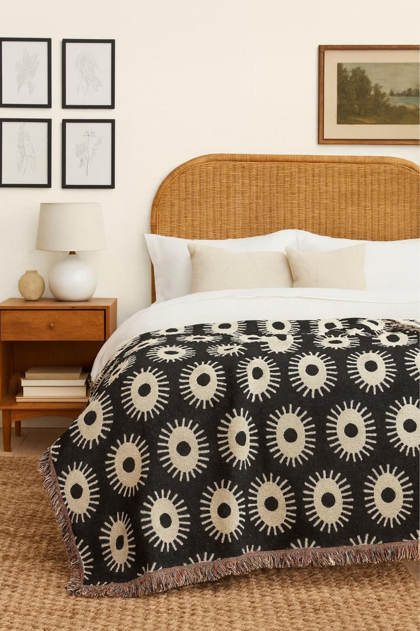 Eyes Pattern Blanket, Mid Century Modern Style