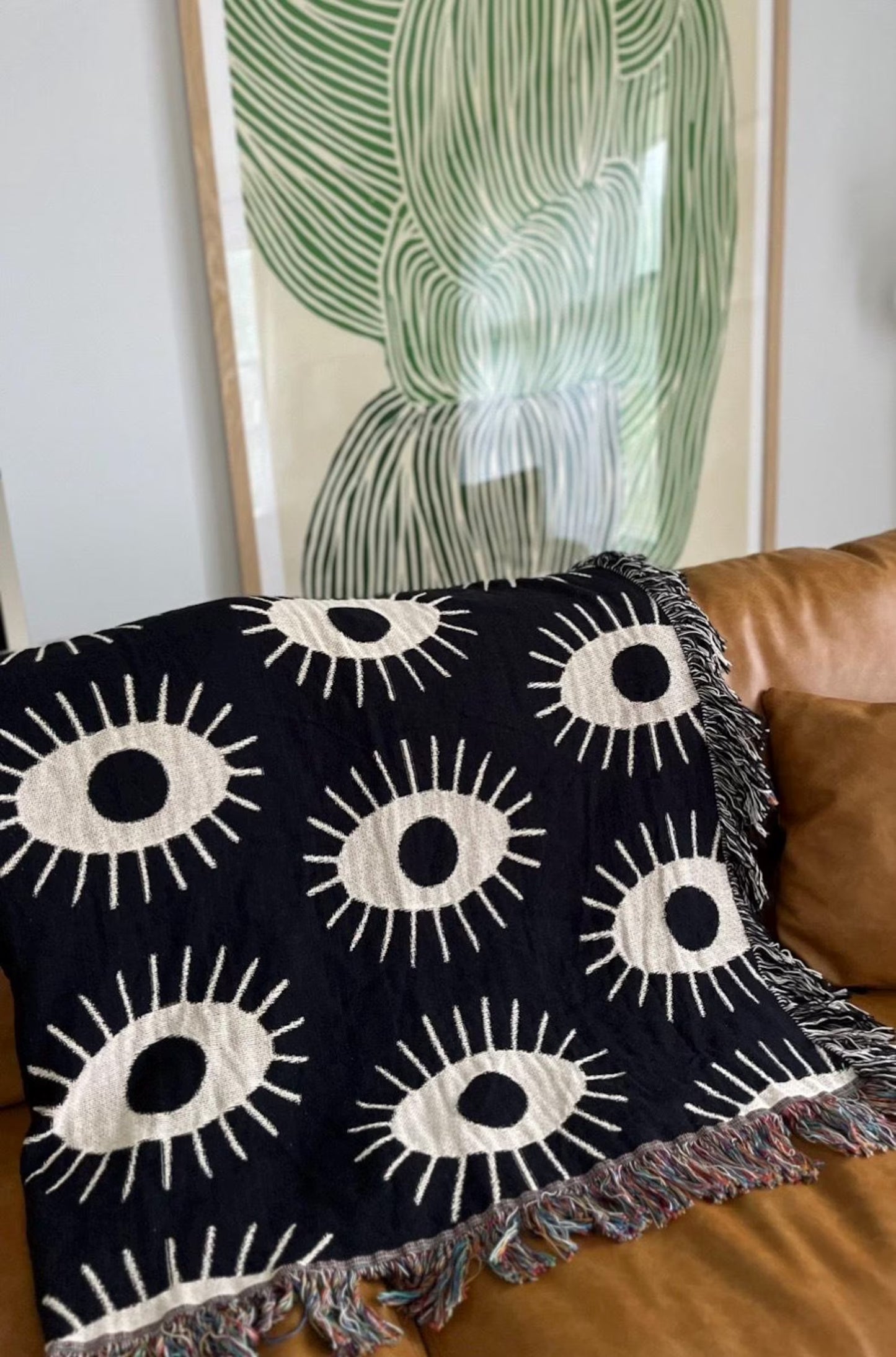 Eyes Pattern Blanket, Mid Century Modern Style